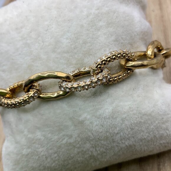 Stella & Dot Christina Gold Tone Rhinestone Link Bracelet - Picture 1 of 7